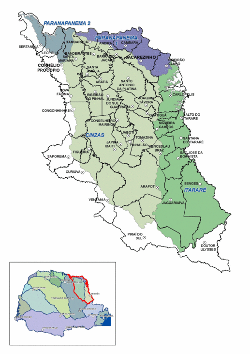 Área de abrangência do CBH Norte Pioneiro