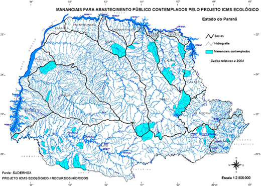 mapa de localização dos mananciais