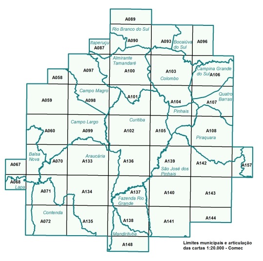 articulação das cartas 1:20.000 