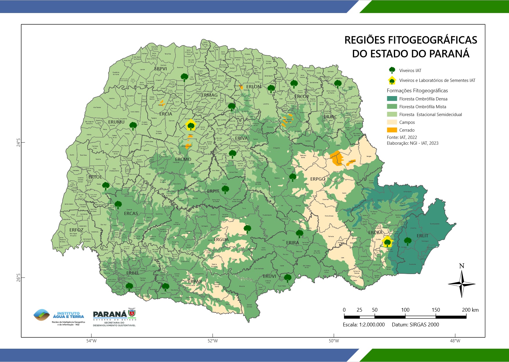 Regiões fitogeográficas e Viveiros de mudas