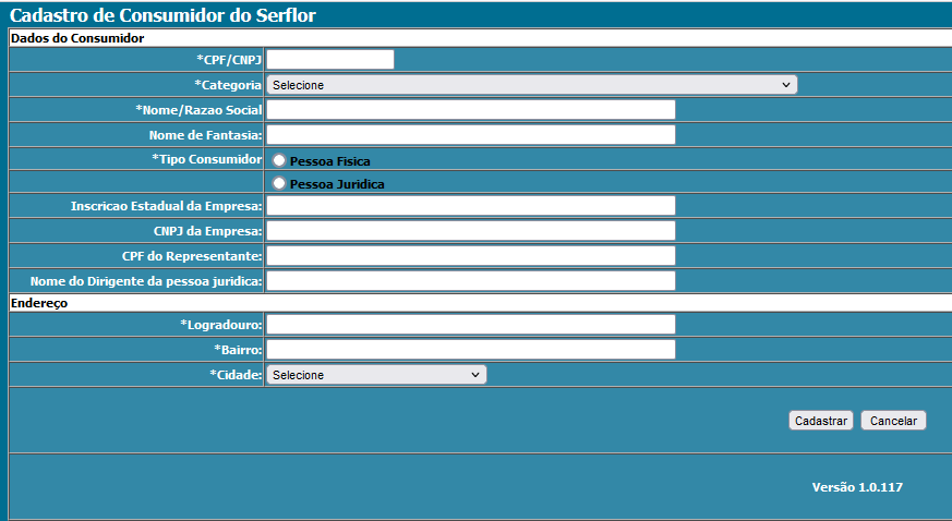 cadastro de consumidor do serflor