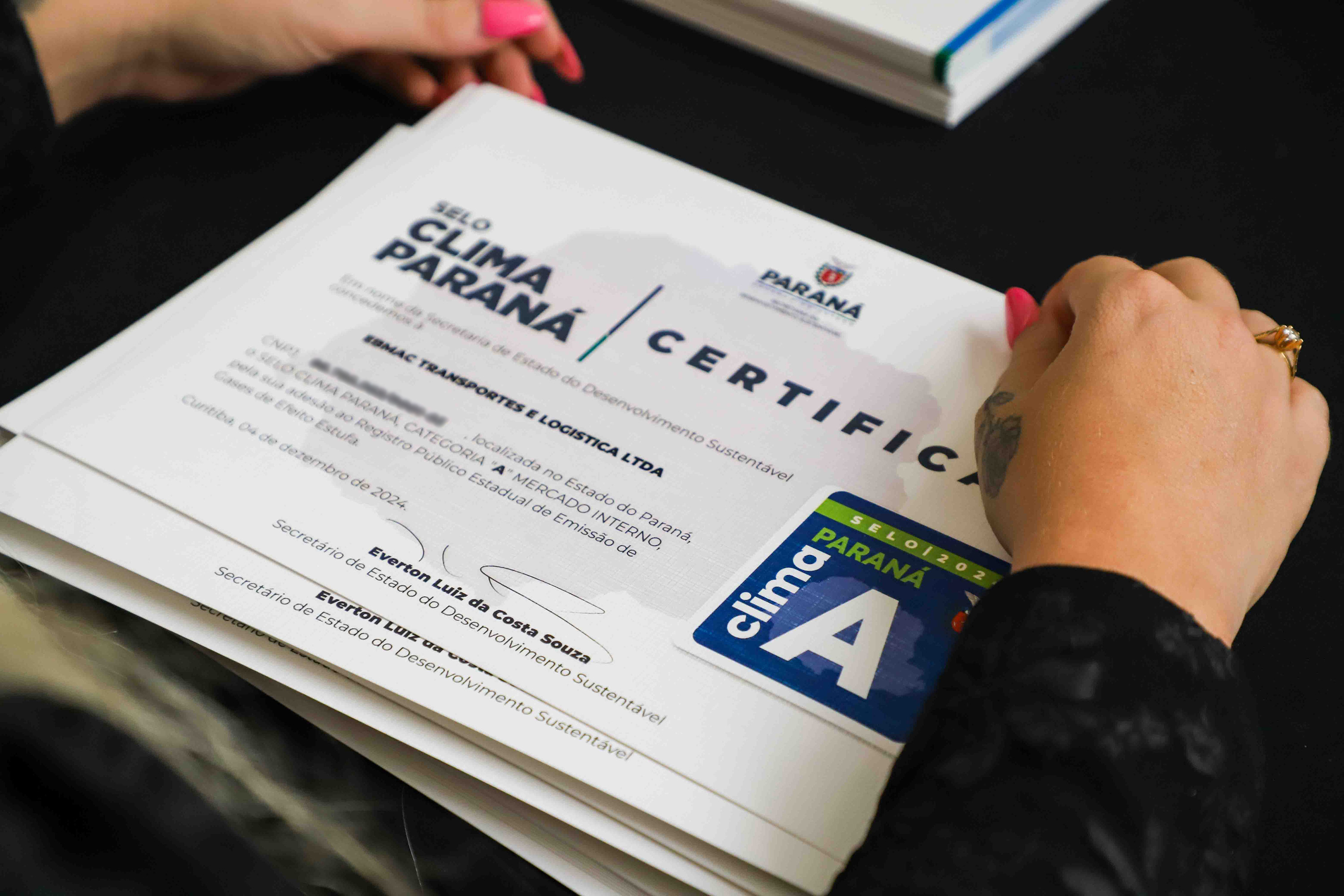 Foto do certificado Selo Clima