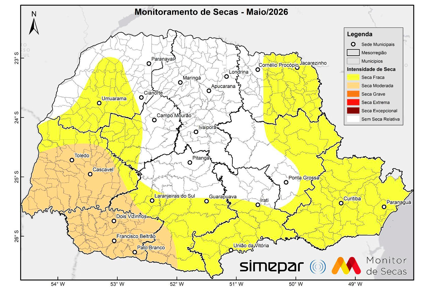 Foto de monitor de secas do Paraná