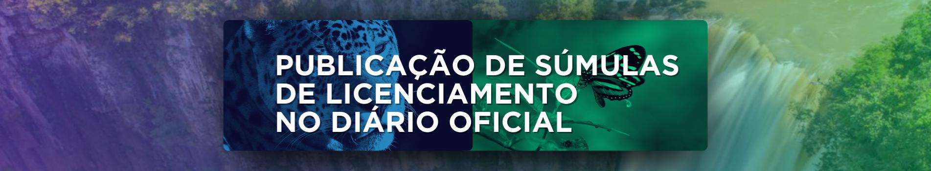 BANNER COM OS DIZERES PÚBLICAÇÃO DE SÚMULAS DE LICENCIAOMENTO NO DIÁRIO OFICIAL