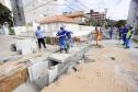 Obras de micro e macrodrenagem no municipio de Matinhos, que vão acabar com as enchentes e alagamentos nas ruas.. secretário do IAT Everton Luiz da Costa Souza deu coletiva para a imprensa no local das obras na praia de Caioba.