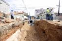 Obras de micro e macrodrenagem no municipio de Matinhos, que vão acabar com as enchentes e alagamentos nas ruas.. secretário do IAT Everton Luiz da Costa Souza deu coletiva para a imprensa no local das obras na praia de Caioba.