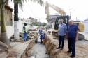 Obras de micro e macrodrenagem no municipio de Matinhos, que vão acabar com as enchentes e alagamentos nas ruas.. secretário do IAT Everton Luiz da Costa Souza deu coletiva para a imprensa no local das obras na praia de Caioba.