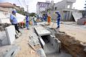 Obras de micro e macrodrenagem no municipio de Matinhos, que vão acabar com as enchentes e alagamentos nas ruas.. secretário do IAT Everton Luiz da Costa Souza deu coletiva para a imprensa no local das obras na praia de Caioba.