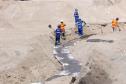 Obras de micro e macrodrenagem no municipio de Matinhos, que vão acabar com as enchentes e alagamentos nas ruas.. secretário do IAT Everton Luiz da Costa Souza deu coletiva para a imprensa no local das obras na praia de Caioba.