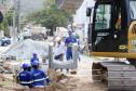 Obras de micro e macrodrenagem no municipio de Matinhos, que vão acabar com as enchentes e alagamentos nas ruas.. secretário do IAT Everton Luiz da Costa Souza deu coletiva para a imprensa no local das obras na praia de Caioba.
