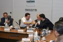 Curitiba, 18 de setembro de 2023 - O governador Carlos Massa Ratinha Jr., ao lado do ministro da Integração e do Desenvolvimento Regional, Waldez Góes, e do diretor da Agência Nacional das Águas, Felipe de Mello S. Cunha, assina o Termo de Adesão ao Pacto pela Governança da Água.