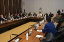Curitiba, 18 de setembro de 2023 - O governador Carlos Massa Ratinha Jr., ao lado do ministro da Integração e do Desenvolvimento Regional, Waldez Góes, e do diretor da Agência Nacional das Águas, Felipe de Mello S. Cunha, assina o Termo de Adesão ao Pacto pela Governança da Água.
