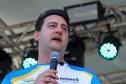 Governador Carlos Massa Ratinho Junior em pronunciamento no evento 