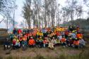 Foto de voluntários durante exercício de capacitação de brigadistas