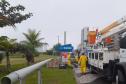 Foto de obras dos superspostes da orla de Matinhos
