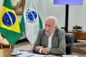 Foto de vice-governador, secretário do desenvolvimento sustentável e diretores da Sedest em reunião