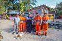 Foto de visita de autoridades a obras da Ilha do Mel