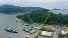 Foto de obras da Ponte de Guaratuba