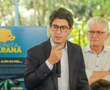 O governador do Paraná, Carlos Massa Ratinho Junior, inaugura o jardim de colmeias de abelhas nativas e a horta orgânica no Palácio Iguaçu.