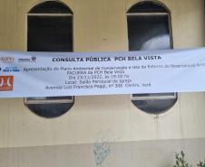 Foto de cartaz anunciando a Consulta Pública PCH Bela Vista