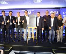 O governador Carlos Massa Ratinho Junior participou nesta terça-feira (19) do evento de início das obras de ampliação do Aeroporto Internacional de Foz do Iguaçu – Cataratas, no Oeste.