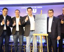 O governador Carlos Massa Ratinho Junior participou nesta terça-feira (19) do evento de início das obras de ampliação do Aeroporto Internacional de Foz do Iguaçu – Cataratas, no Oeste.