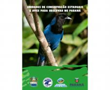 Capa do e-book "Unidades de conservação estaduais e aves para observar no Paraná " com um pássaro nativo do Paraná