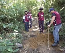 Foto de voluntários participando da ação de conservação