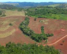 VISÃO AÉREA DE ÁREA DESMATADA