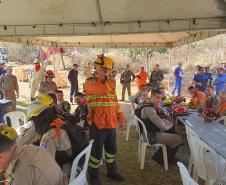 Foto de operação de queimada controlada no parque do Cerrado