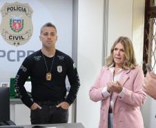 Foto de coletiva de imprensa na Polícia Civil