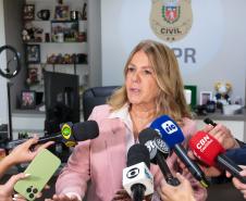Foto de coletiva de imprensa na Polícia Civil
