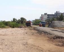 Foto de obras da orla de Pontal do Paraná