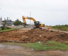Foto de obras da orla de Pontal do Paraná
