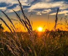 Foto de paisagem no pôr do sol