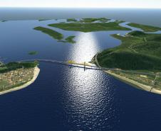 Foto de obras da Ponte de Guaratuba