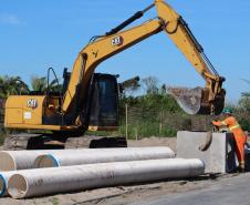 Foto de obras da orla de Pontal do Paraná