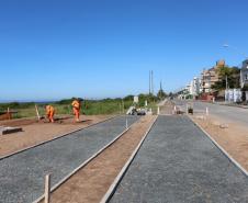 Foto de obras da orla de Pontal do Paraná
