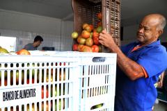 Foto de funcionário abastecendo banco de alimentos