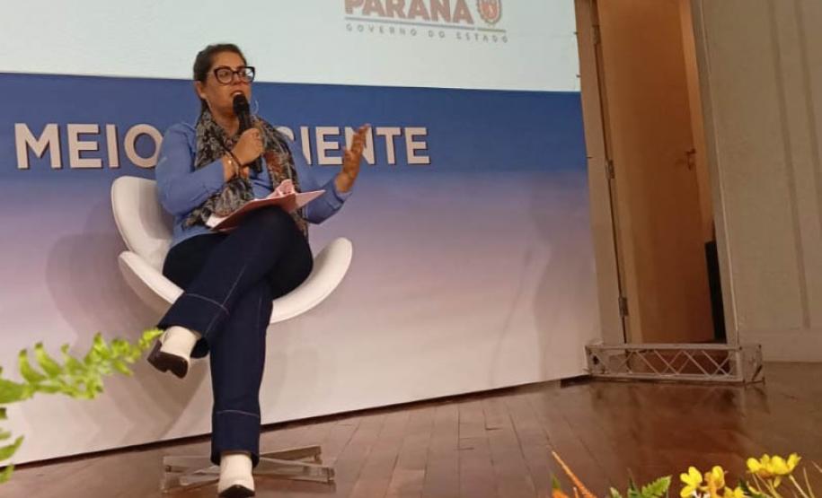 Foto de Letícia Salomão, durante painel de segurança no turismo