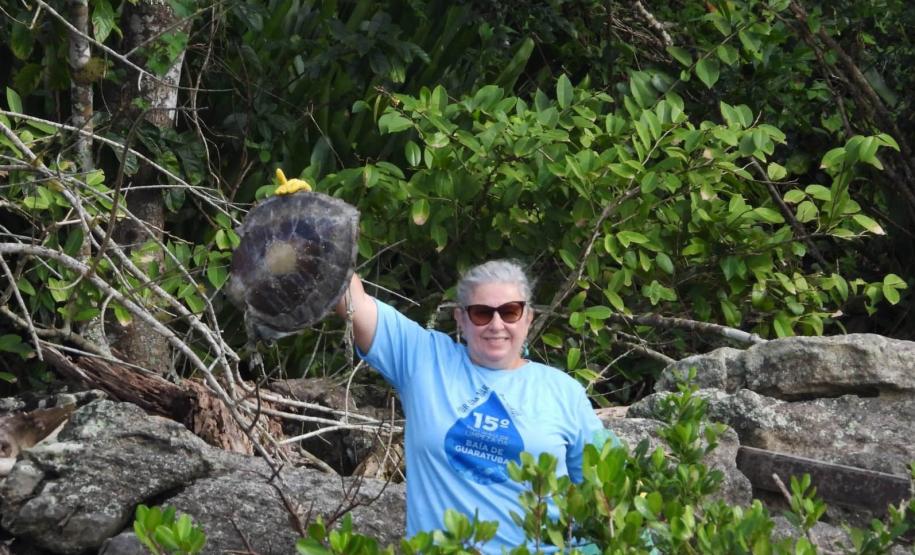 Voluntários limpando manguezal