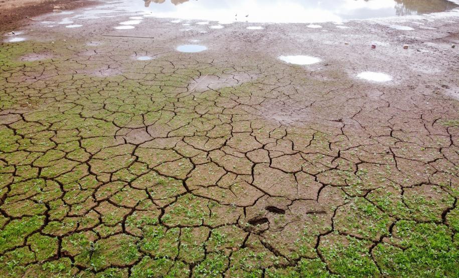 Foto aérea de paisagem seca com rachaduras