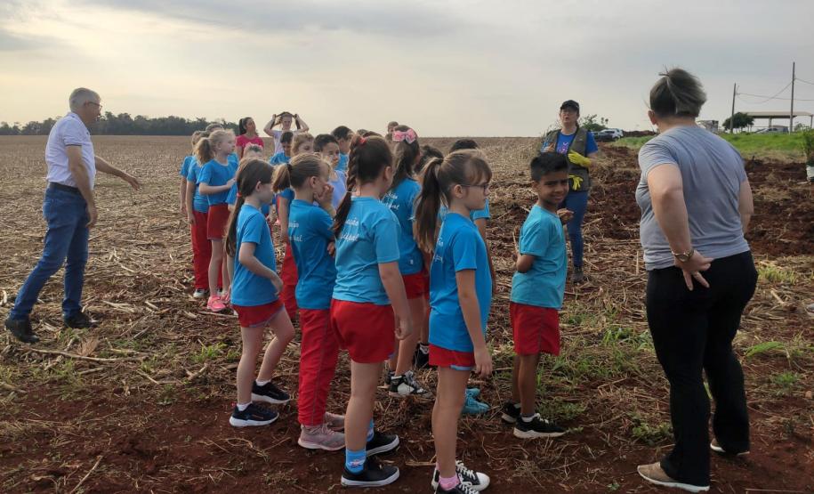 Crianças de escola municipal visitando um viveiro