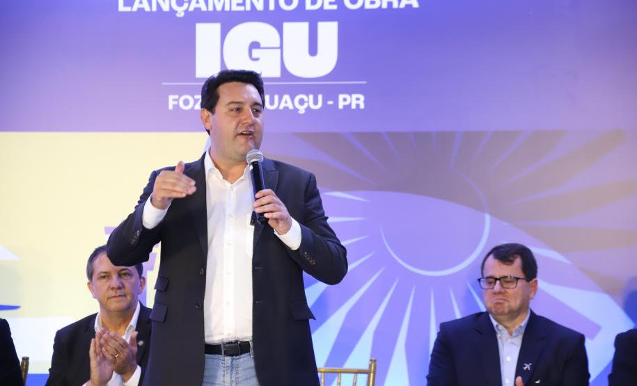 O governador Carlos Massa Ratinho Junior participou nesta terça-feira (19) do evento de início das obras de ampliação do Aeroporto Internacional de Foz do Iguaçu – Cataratas, no Oeste.