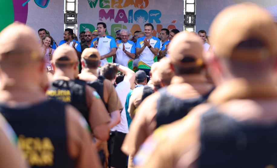 Governador Carlos Massa Ratinho Junior em pronunciamento no evento