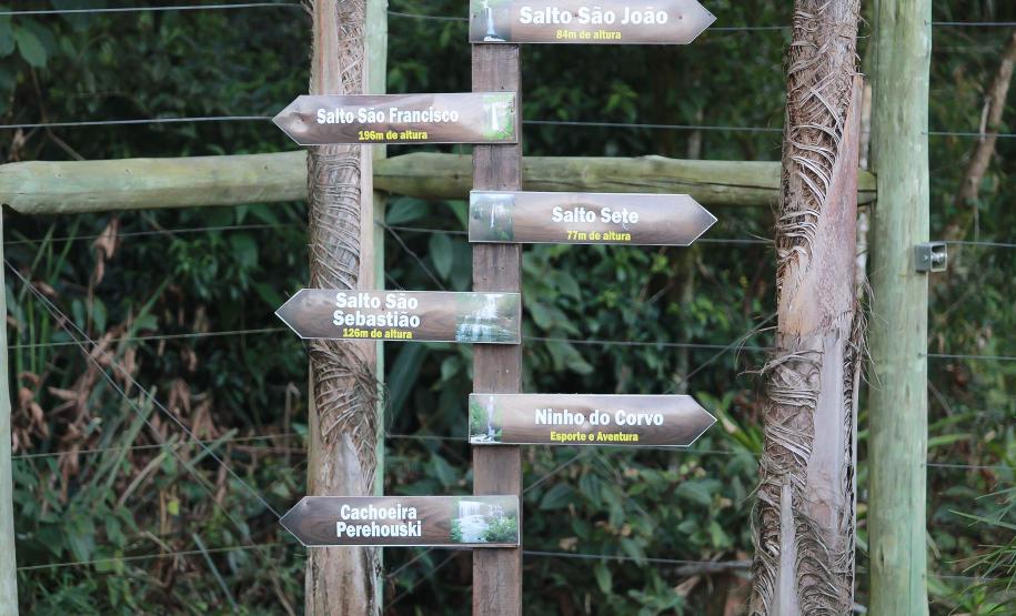 Placa com indicações e orientações