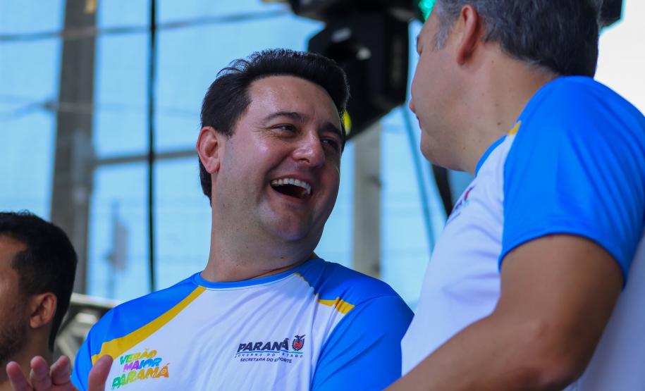 Governador Carlos Massa Ratinho Junior em pronunciamento no evento