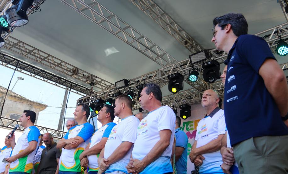 Governador Carlos Massa Ratinho Junior em pronunciamento no evento