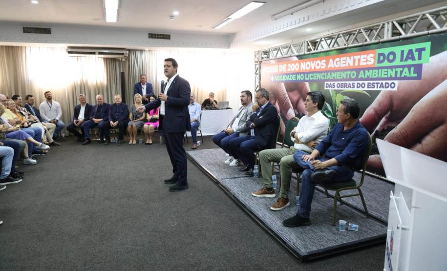 Ratinho Júnior durante fala no evento de posse