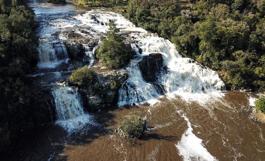 CACHOEIRA RODEADA DE VEGETAÇÃO DO PARANÁ